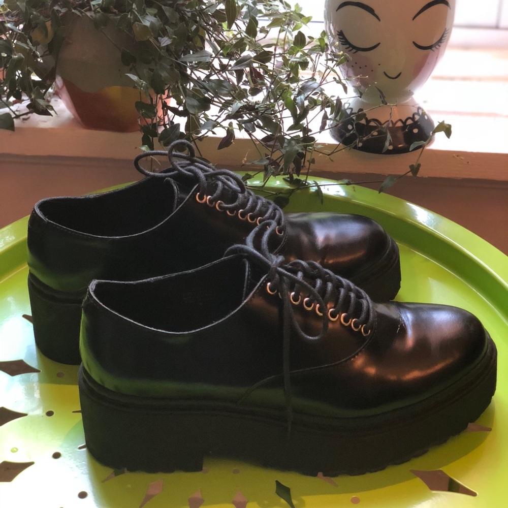Jeffrey Campbell Creepers Black Leather Size 7